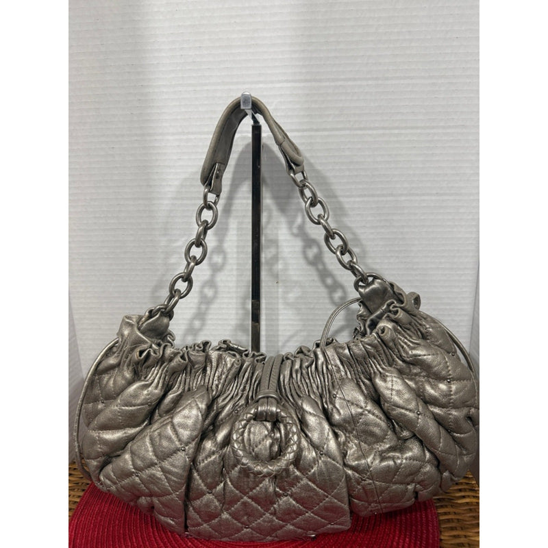 BCBG MAXAZRIA   Silver Leather Chain Handbag