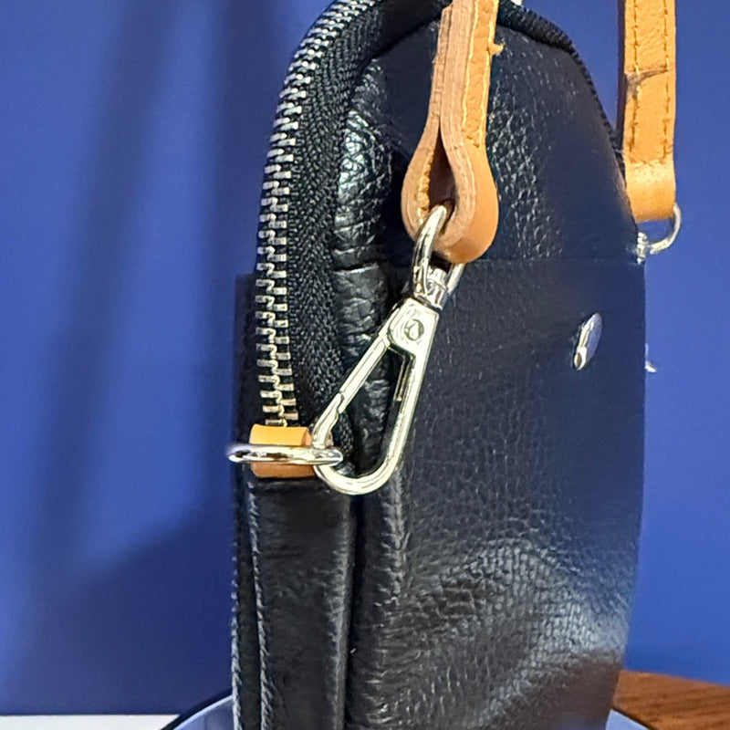Divina Firenze Crossbody Bag Womens Black Brown Leather Adjustable Strap Italy