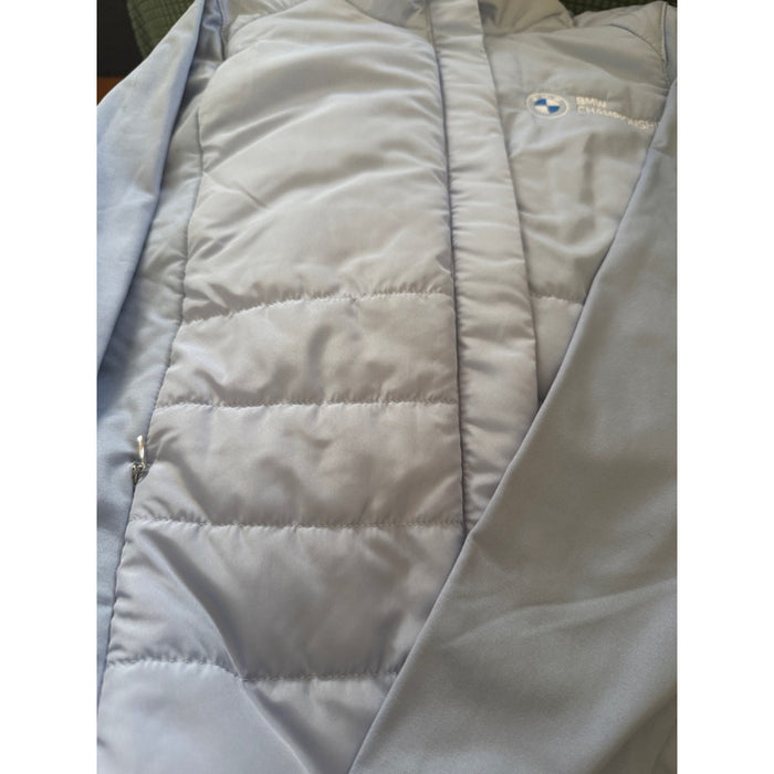 BMW Light Gray Puffer Jacket with Championship Logo Zip Up Golf Jacket