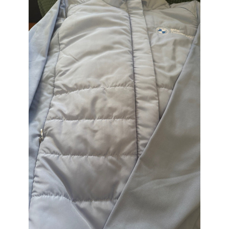 BMW Light Gray Puffer Jacket with Championship Logo Zip Up Golf Jacket