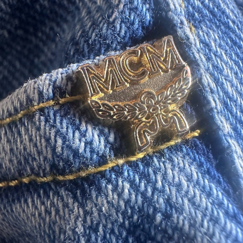 MCM Blue Jeans with Gold Studded Logo