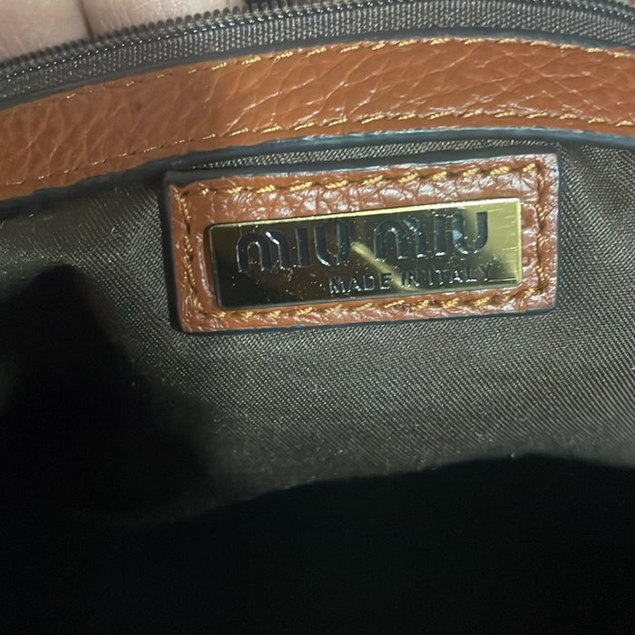 MIU MIU BROWN LEATHER BOSTON BAG