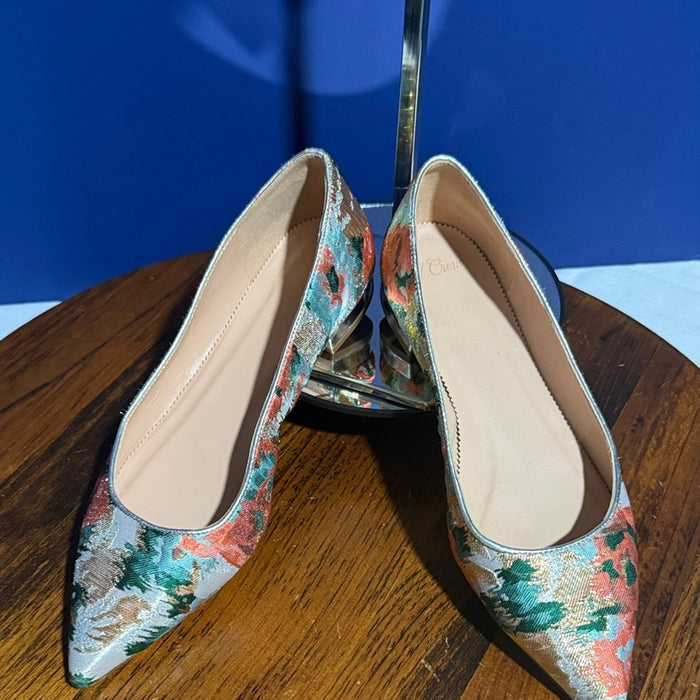 J Crew Moroccan Brocade Slip On Flats m Pointed Toe Multicolor Metallic Boho