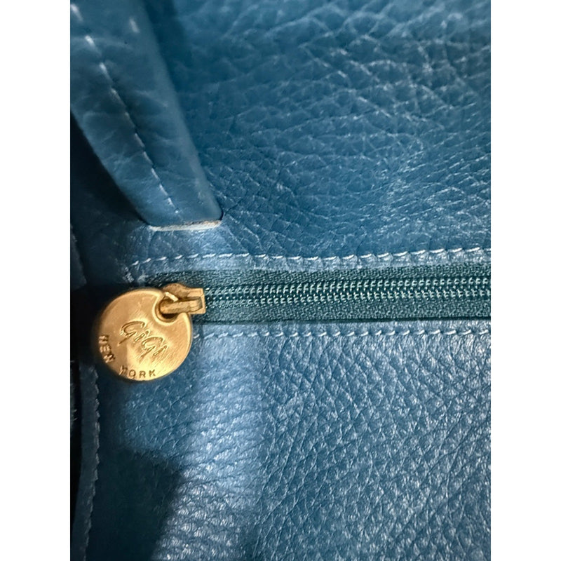 GiGi New York Peacock Blue Leather Tote Bag - Women's Carryall