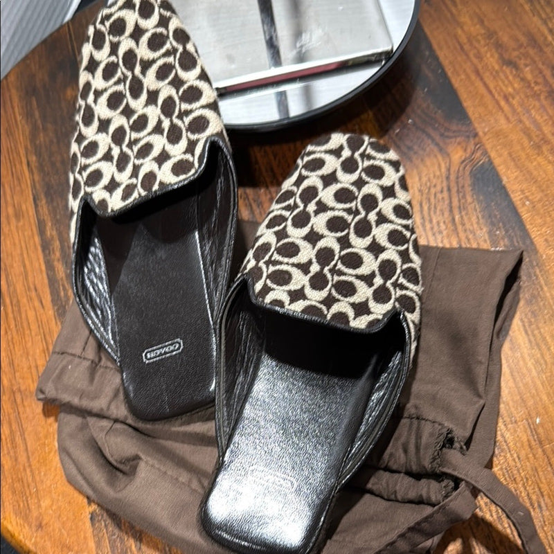 Coach Black Mules with Open Back