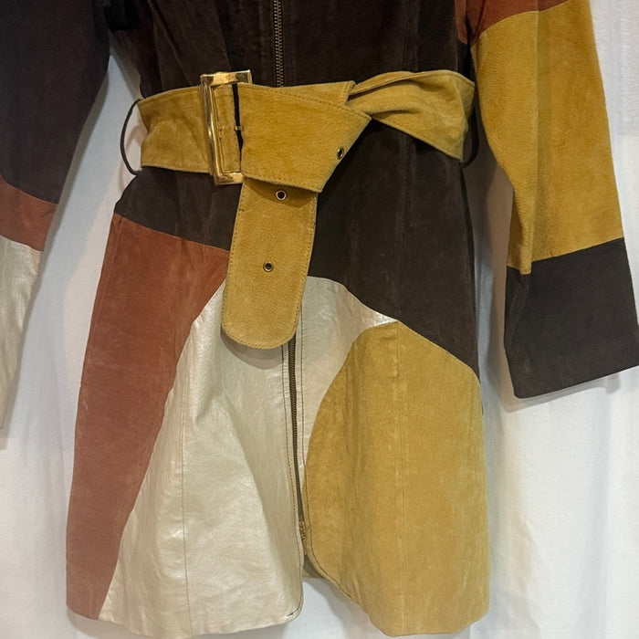 90’s Color Block Leather and Suede Jacket by Platinum  Design Collection EUC