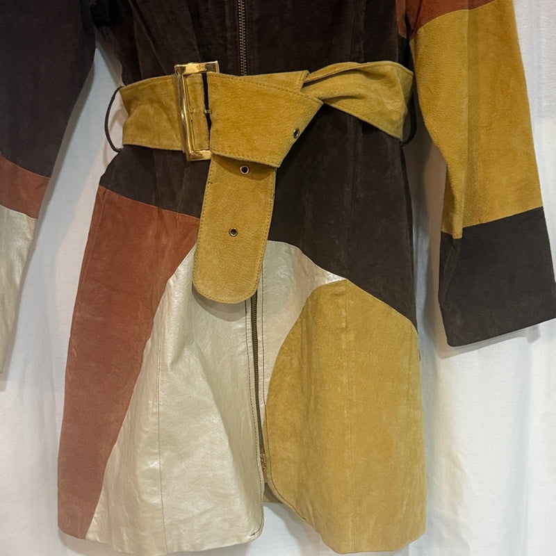 90’s Color Block Leather and Suede Jacket by Platinum  Design Collection EUC
