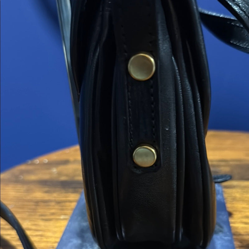 DAINELLI  VINTAGE Black  Leather Crossbody Bag - Made in Italy