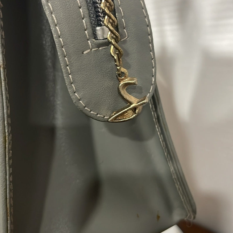 Vintage gray leather bag