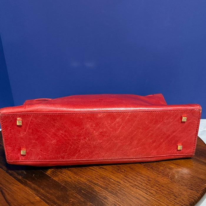ETIENNE AIGNER Leather VTG Tote Bag Red