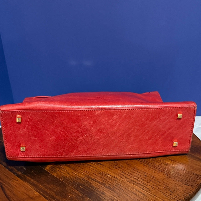 ETIENNE AIGNER Leather VTG Tote Bag Red