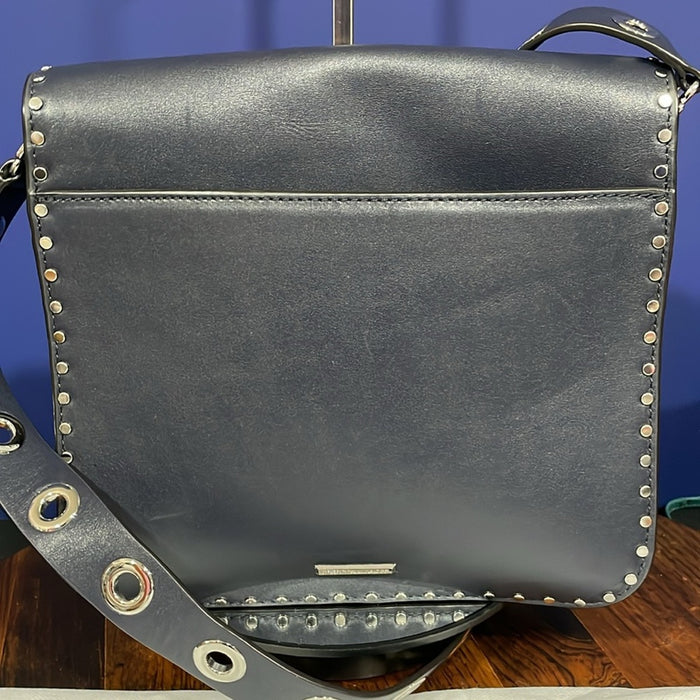 Rebecca Minkoff Studded Crossbody Satchel in Navy Blue