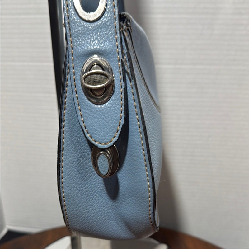 Tod's Blue Leather Shoulder Bag with Curved Flap