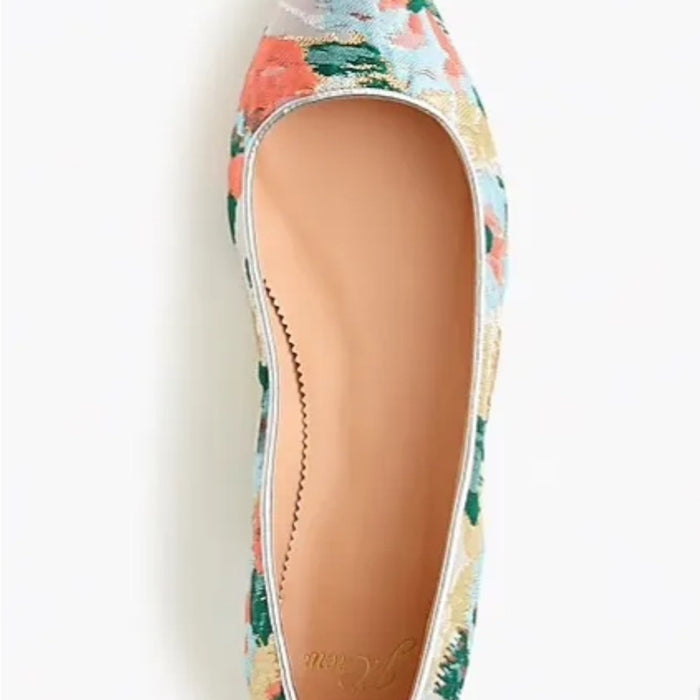 J Crew Moroccan Brocade Slip On Flats m Pointed Toe Multicolor Metallic Boho