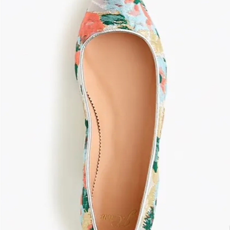 J Crew Moroccan Brocade Slip On Flats m Pointed Toe Multicolor Metallic Boho