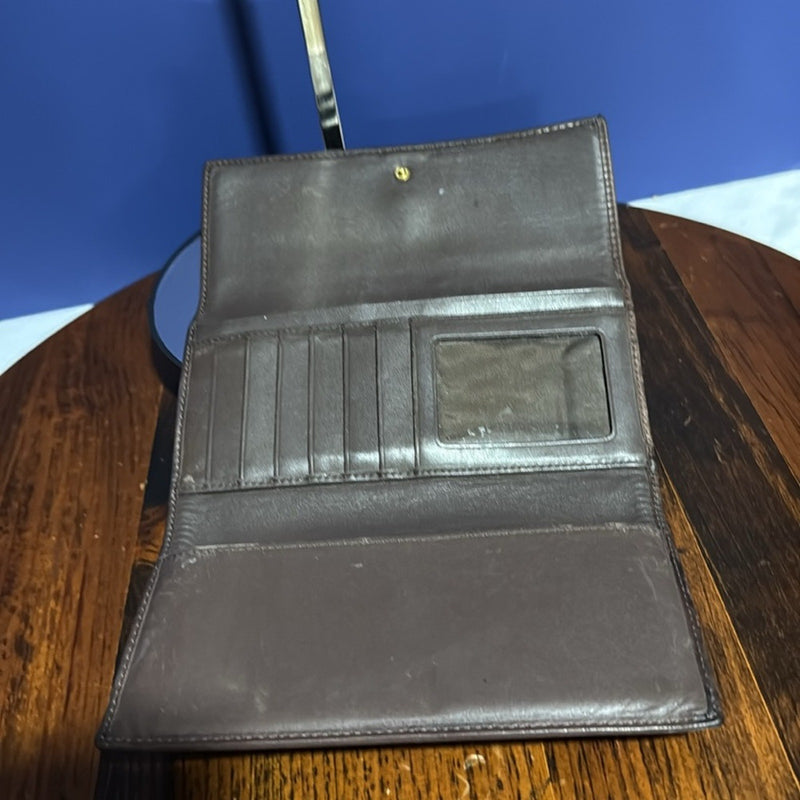 Coach B Leather Legacy Hampton SignatureI C Trifold Wallet & Checkbook Holder