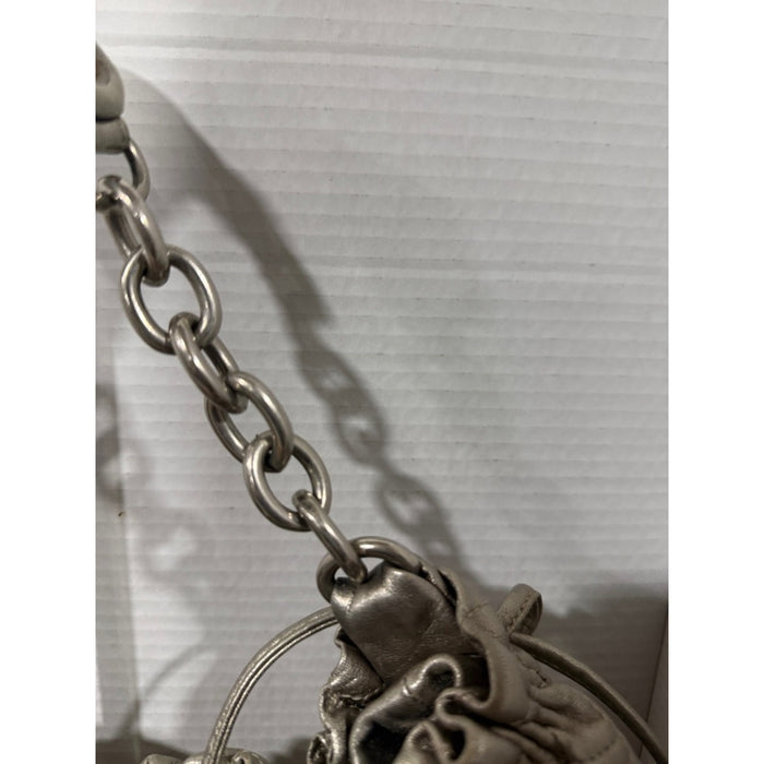 BCBG MAXAZRIA   Silver Leather Chain Handbag