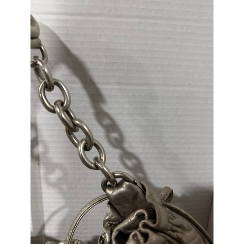BCBG MAXAZRIA   Silver Leather Chain Handbag