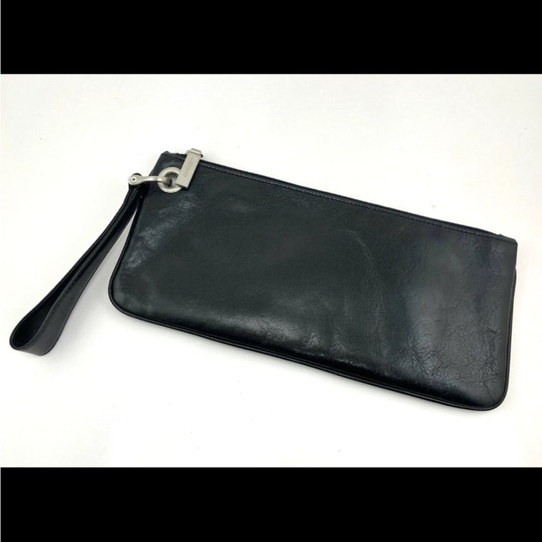Hobo International Wallet Black Leather Wristlet Cluth 5