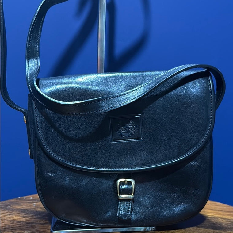 DAINELLI  VINTAGE Black  Leather Crossbody Bag - Made in Italy