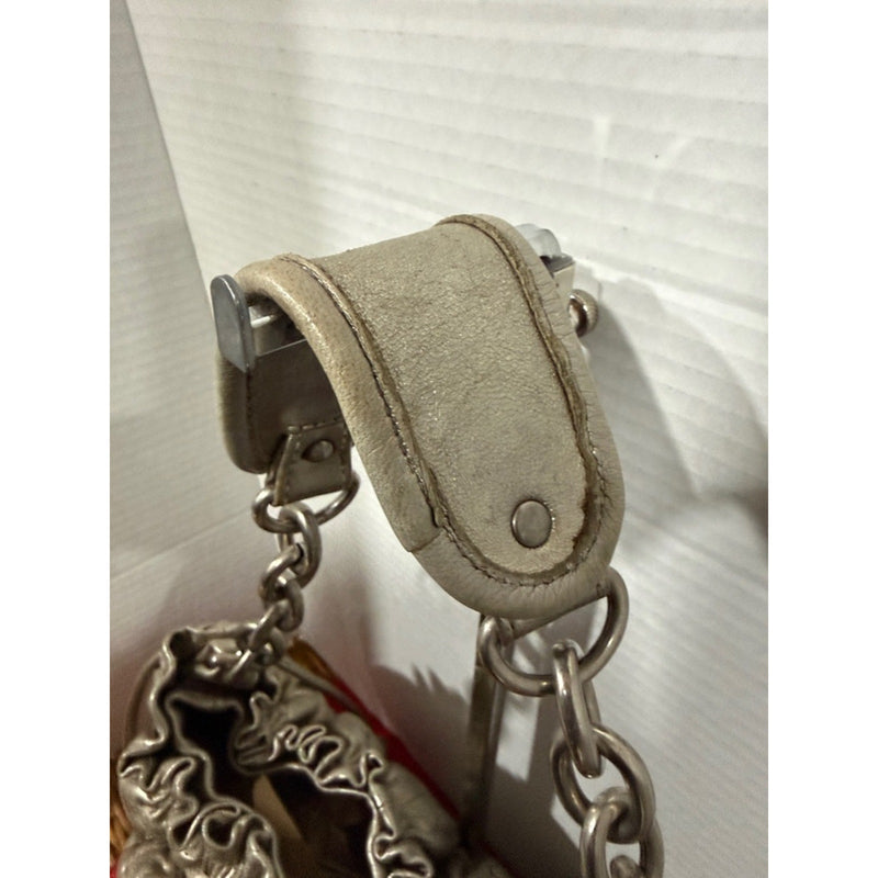BCBG MAXAZRIA   Silver Leather Chain Handbag
