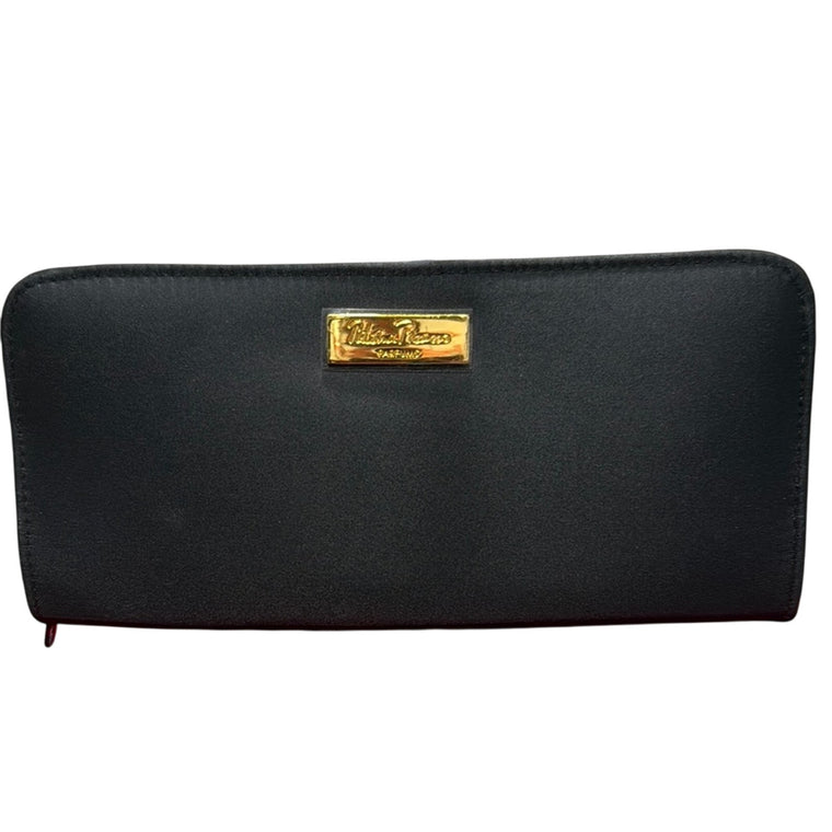 VTG PALOMA PICASSO BLACK NYLON ZIP AROUND PARFUMS CASE W/GOLD METAL LOGO