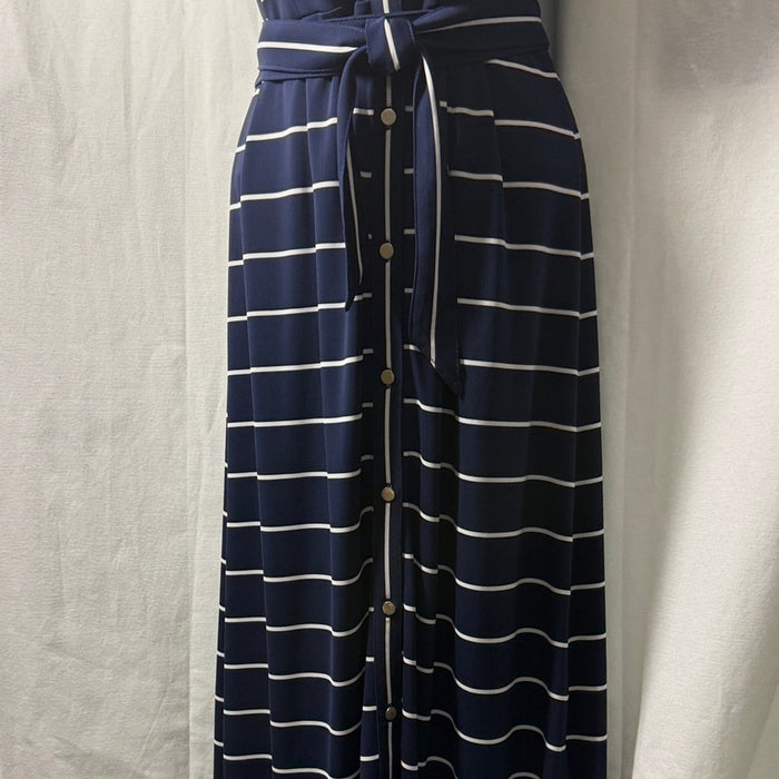 BUTTON-FRONT STRIPE JERSEY MAXI DRESS NWOT