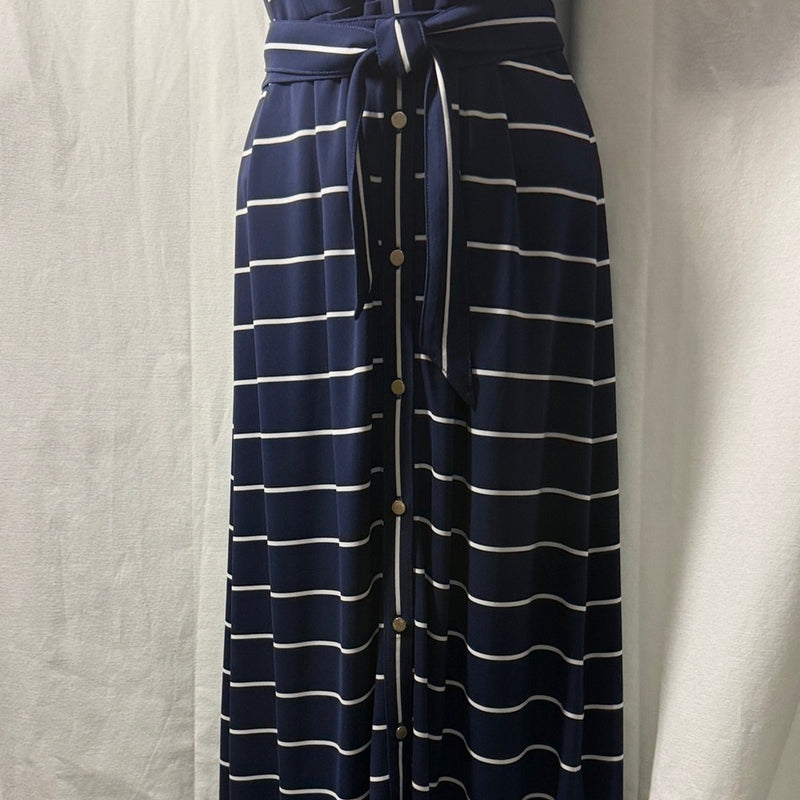 BUTTON-FRONT STRIPE JERSEY MAXI DRESS NWOT