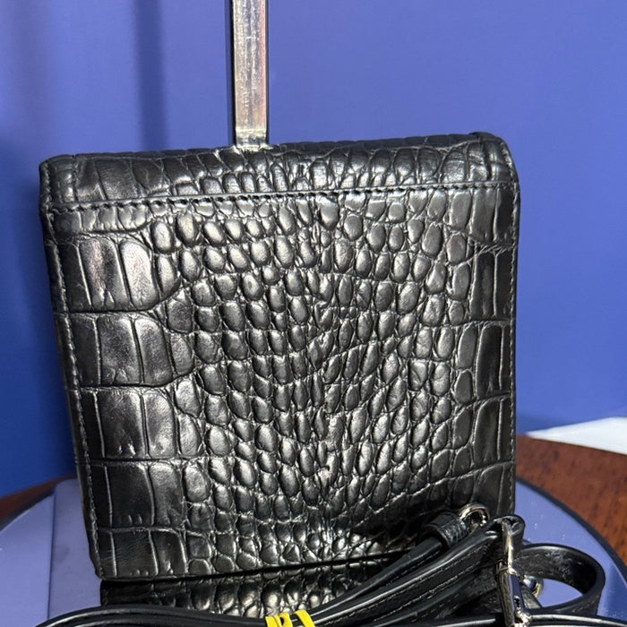 Brighton Black Croc-Embossed Bag/Wallet with Heart Accent