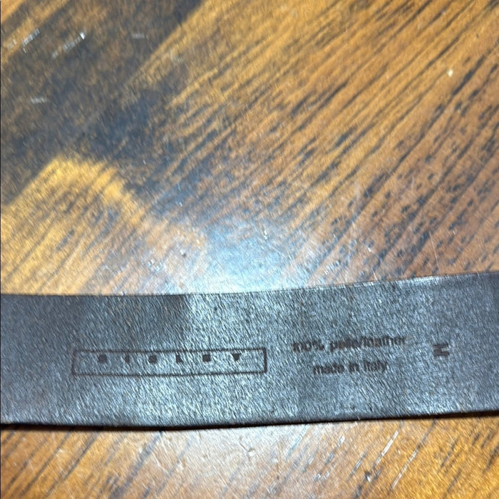 Sisley Brown Leather Belt with Distressed Metal Buckle