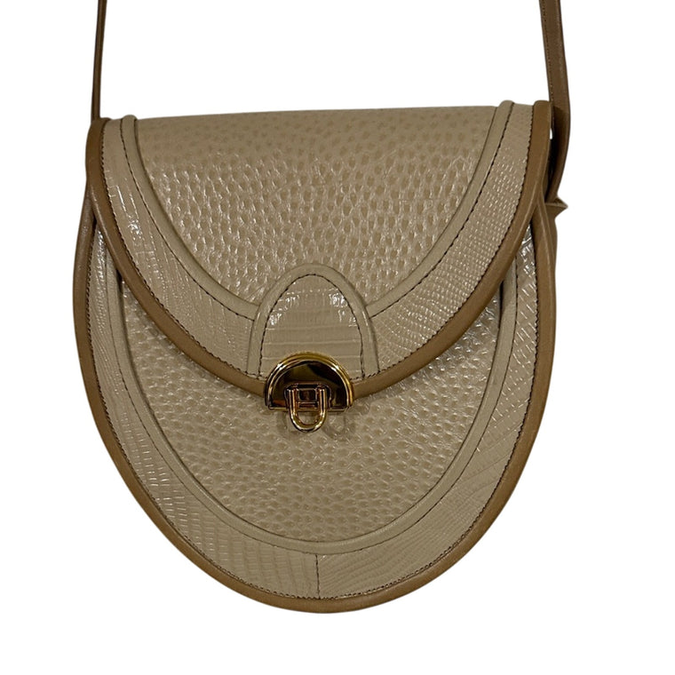 Delman Cream and Tan Crossbody Bag