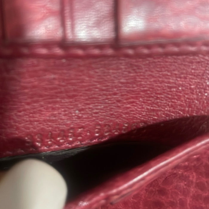 Authentic Gucci Guccissima Sukey French Flap Wallet in Red with Snap Closure