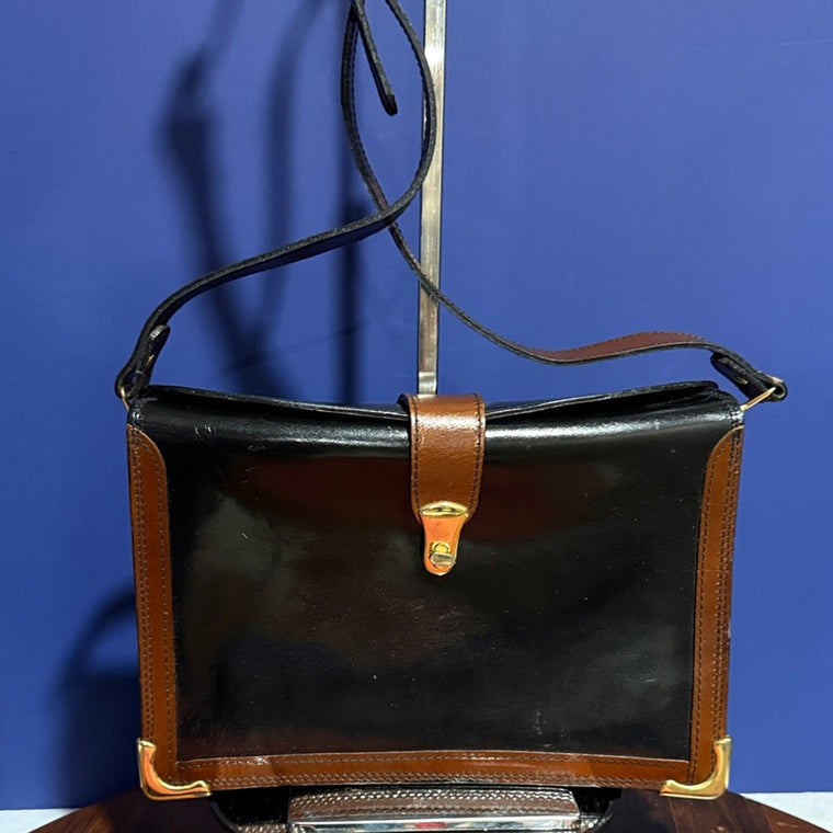 Vintage Black and Brown Crossbody Bag