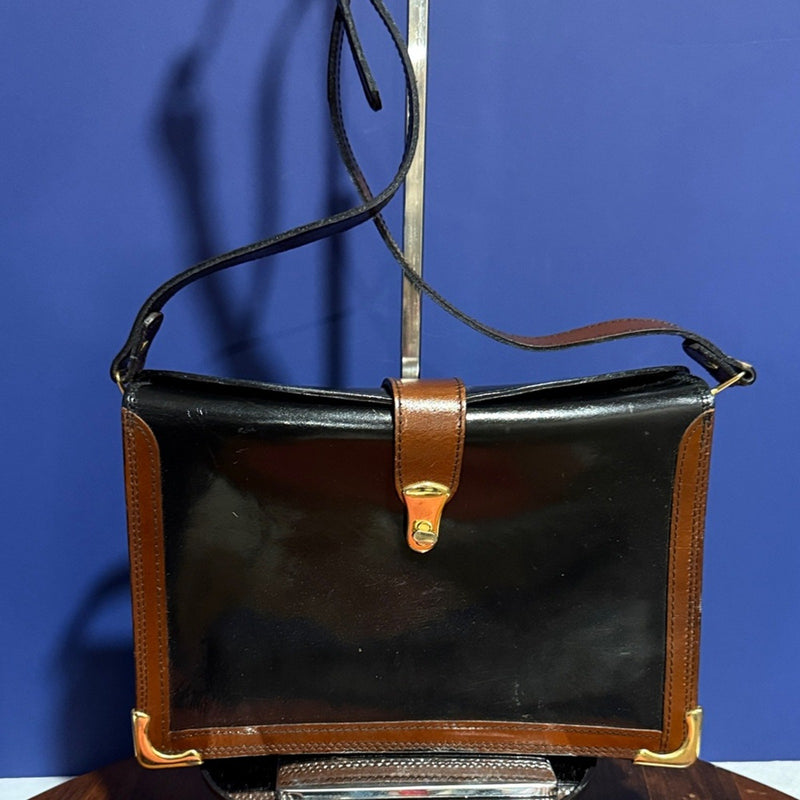 Vintage Black and Brown Crossbody Bag