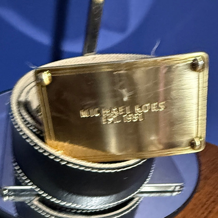 Michael Kors Black Belt with Gold Plaque