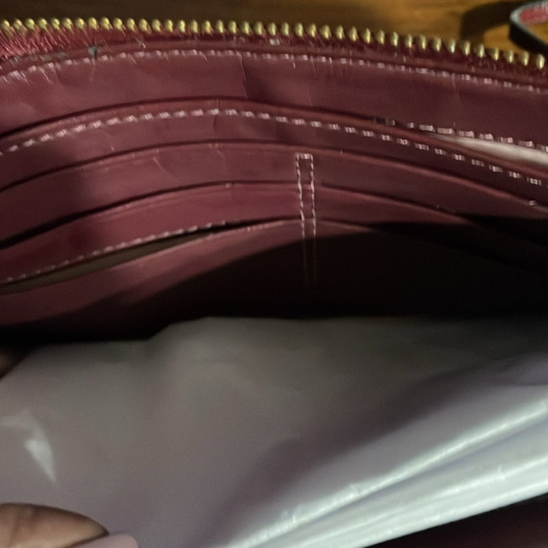 COACH wristlet F11940 signature Cherry Red patent leather .