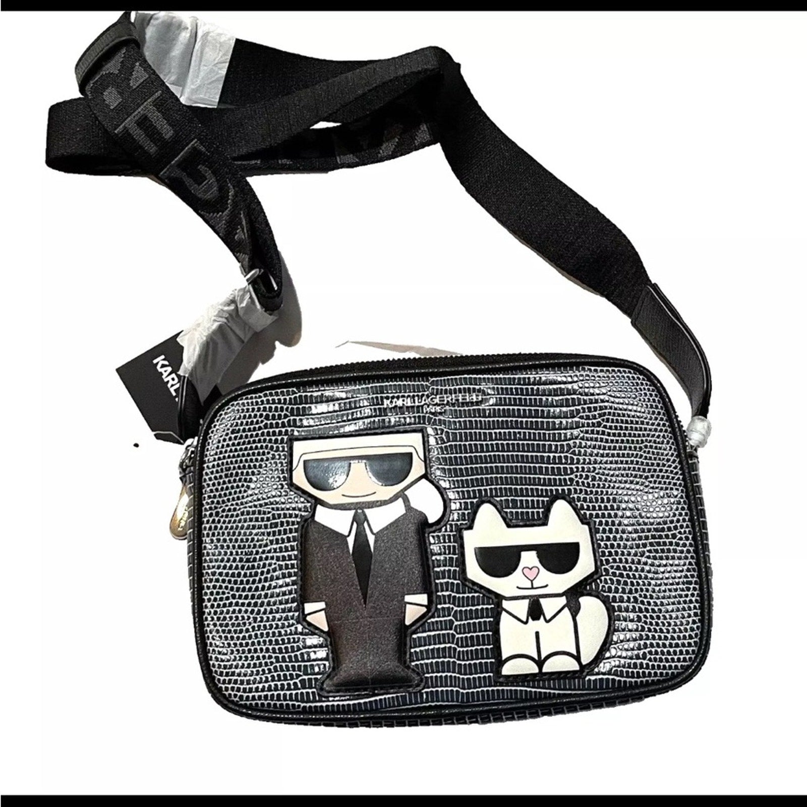 Karl Lagerfeld Womens Camera Bag Crossbody Double Zip Round NWT