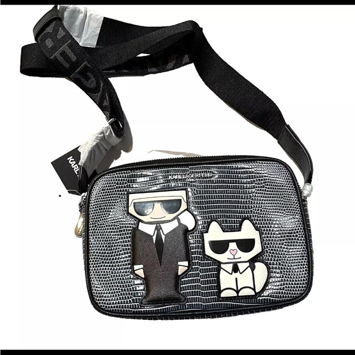 Karl Lagerfeld Womens Camera Bag Crossbody Double Zip Round NWT