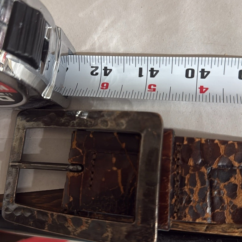 Sisley Brown Leather Belt with Distressed Metal Buckle