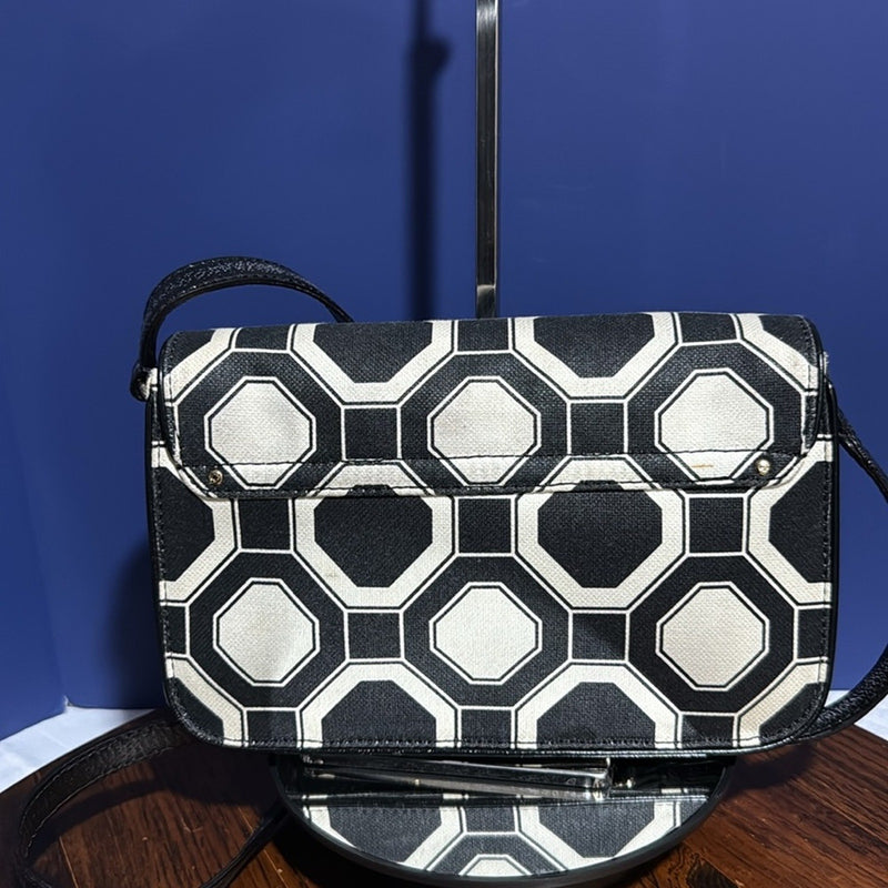 Kate Spade New York Black And White Canvas And Leather Handbag