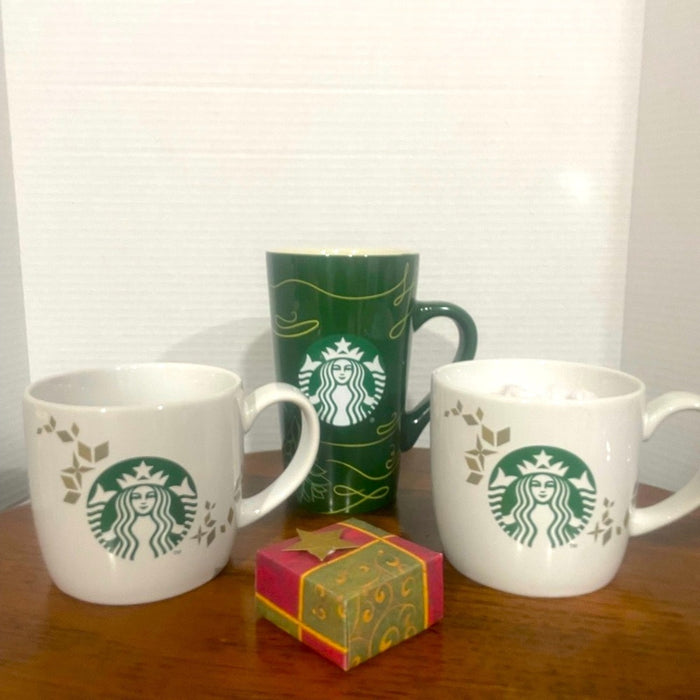 Starbucks Bundle Limited Edition Christmas Mug Collection w/small handmade cards