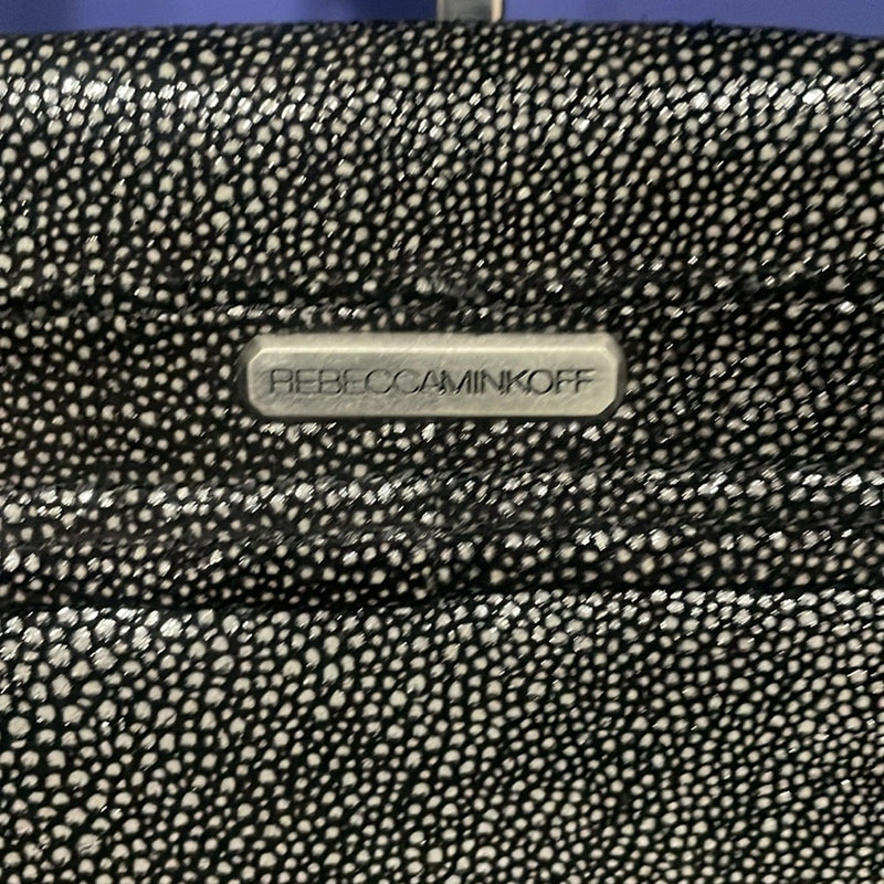 Rebecca Minkoff Covet Convertible Black Stingray Embossed Suede Satchel