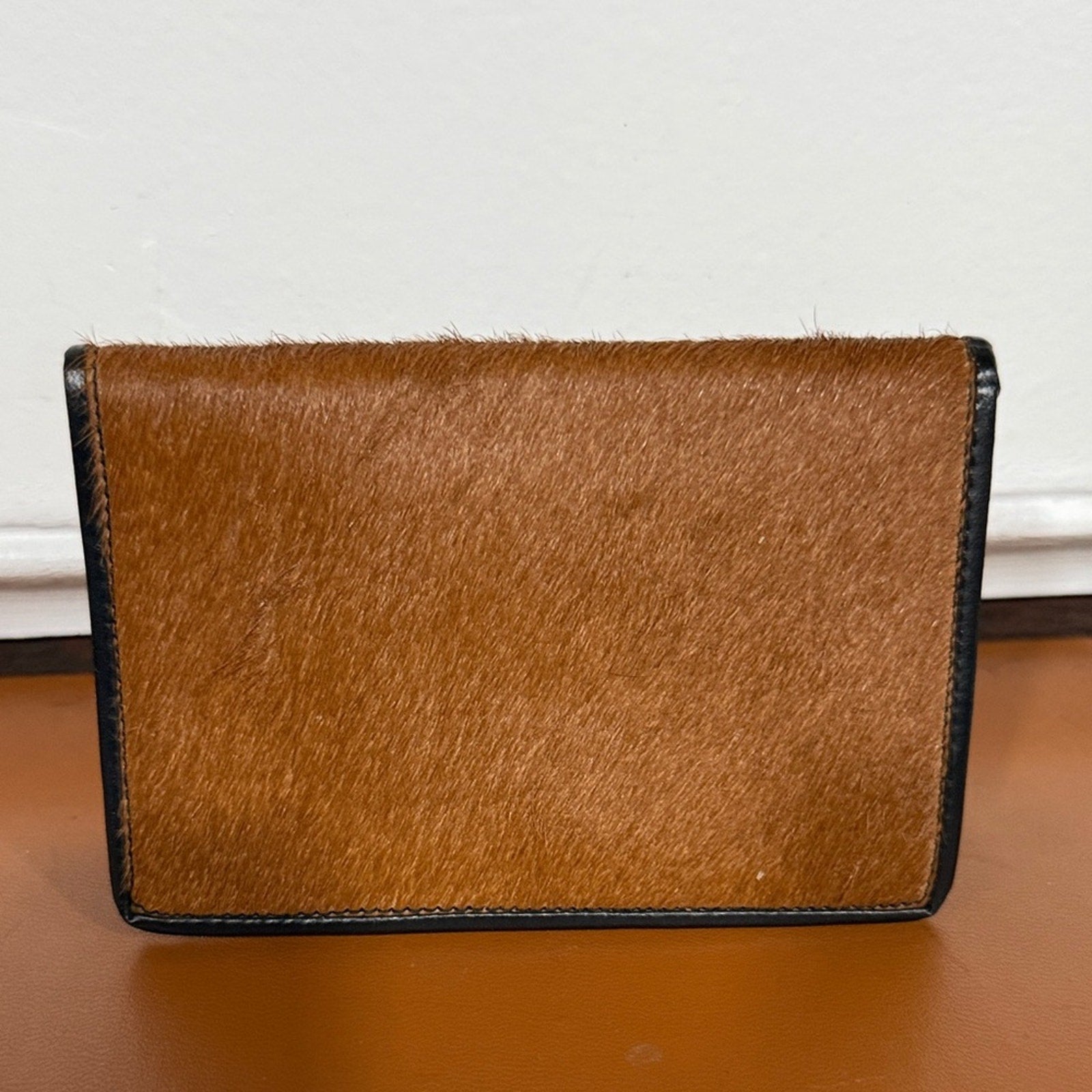 Elegant Pony Hair Brown Leather Wallet