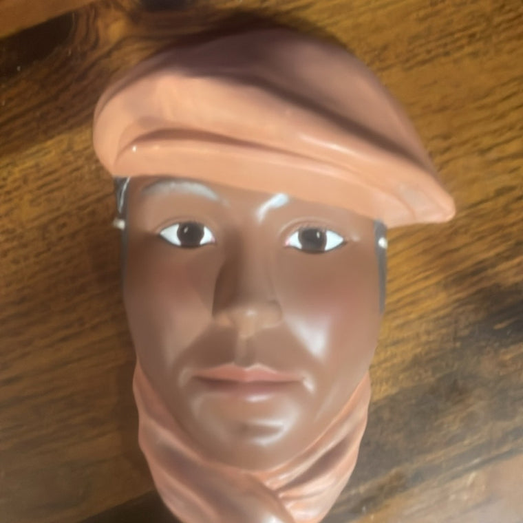 Ceramic Man head wall hanging. Rare Find