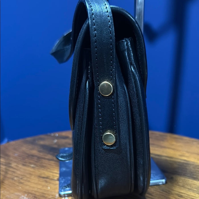 DAINELLI  VINTAGE Black  Leather Crossbody Bag - Made in Italy