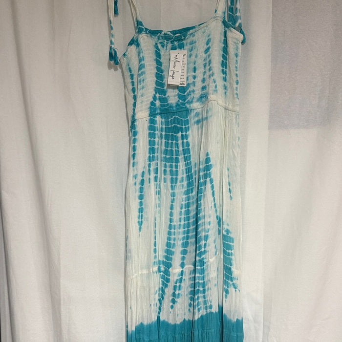 Turquoise Tie-Dye Maxi Dress with Adjustable Straps