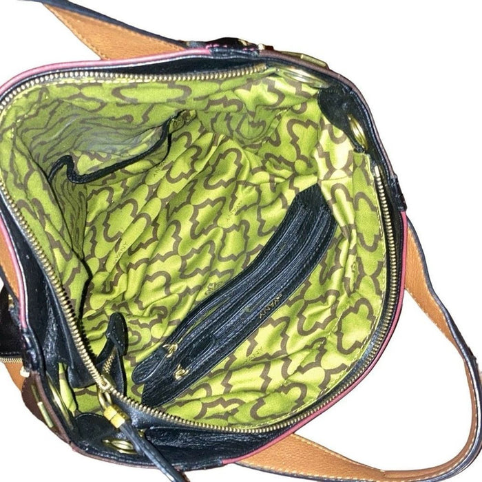 orYANY Lian Satchel Pebble Leather Maroon Blk Brwn Colorblock Bag Convertible