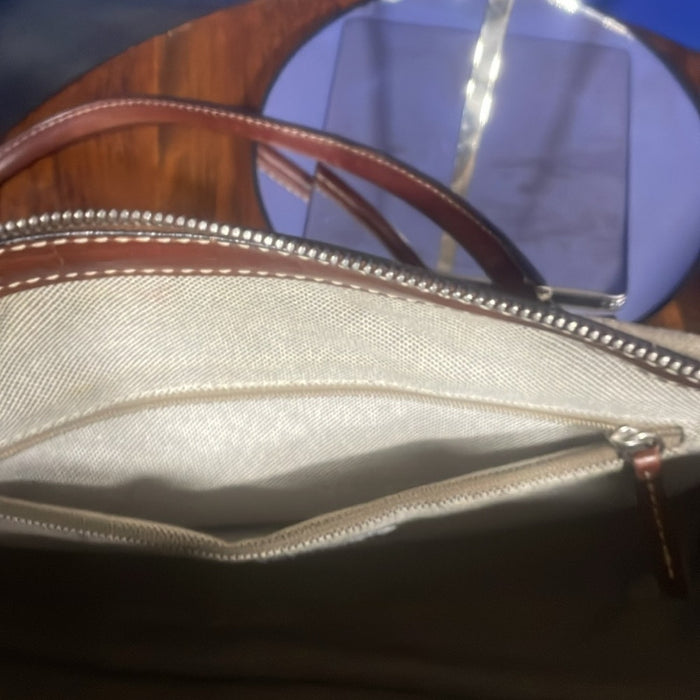Dooney & Bourke Signature Double Pocket Satchel Handbag Brown Retail $285