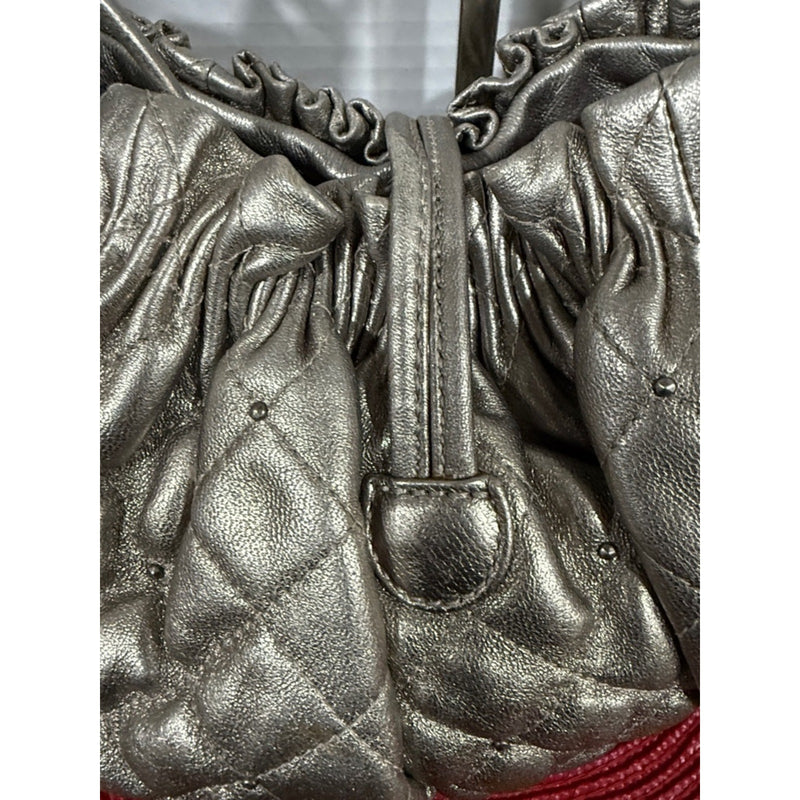 BCBG MAXAZRIA   Silver Leather Chain Handbag