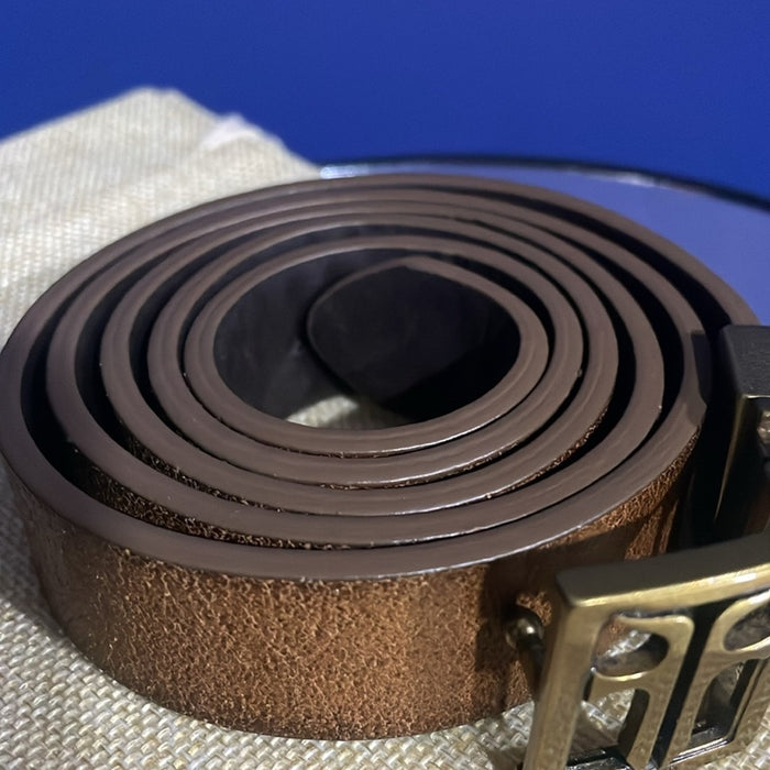 FRYE Metal LOGO Buckle Brown Leather Reversible Belt Women’s DC859C Small